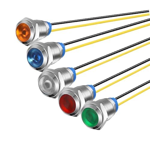 Image of Gebildet 5Pcs 10mm 230V AC LED Metal Indicator Light Waterproof Signal Lamp (Green Orange Red Blue White 5Pcs)