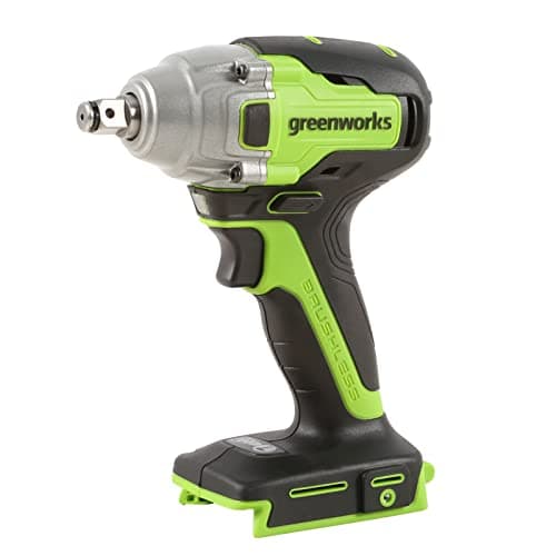 Image of Greenworks GD24IW400 Cordless Impact Wrench with Brushless Motor, 0-2800rpm, 0-4000ipm, 400Nm Torque, 1/2" (1.27cm) Coupler WITHOUT 24V Battery & Charger, 3 Year Guarantee