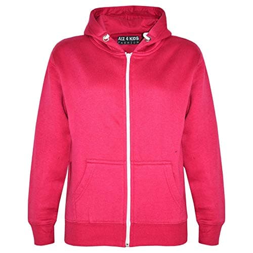 Image of A2Z 4 Kids Plain Full Zip Hoodie for Girls & Boys Long Sleeve - Zipper Pink 13