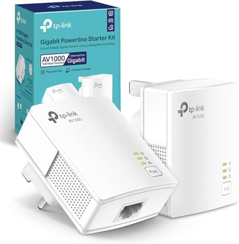 Image of TP-Link TL-PA717KIT AV1000 Powerline Starter Kit, 1-Port Gigabit Powerline Network Adapters, HomePlug AV2, Speed up to 1000Mbps, Ideal for HD/3D/4K Video Streaming and Online Gaming, Plug & Play