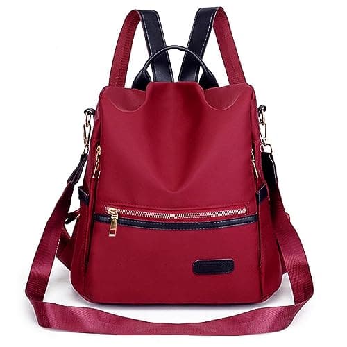 Image of CYchen Backpack Handbag Women's Elegant Modern City Backpack Small Backpack Handbags Women Daypack Waterproof Backpacks Sporty Daypack Anti Theft Girls Bag for Hiking Travel, red