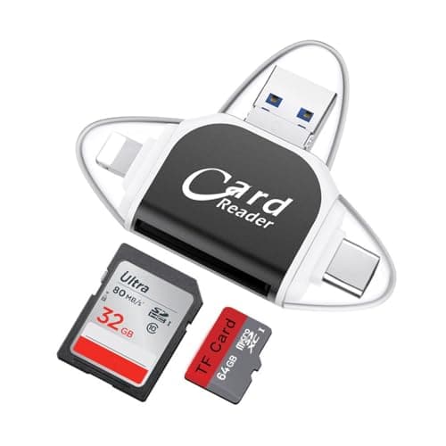 Image of Multi-Port 4 in1 Universal SD TF Card Reader, SD/Micro SD Card Reader, Micro USB SD Card Adapter, USB 3.0 External Memory Card Readers, Micro SD Card Camera Memory Card Reader (Black)