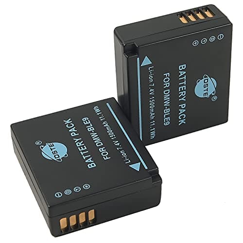 Image of DSTE 2x DMW-BLE9 Rechargerable Li-ion Battery Compatible with Panasonic Lumix DMC-GF3 DMC-GF3GK DMC-GF5 DMC-GF6 DMC-GX7 DMC-LX100 Camera as DMW-BLE9E DMW-BLE9PP DMW-BLG10