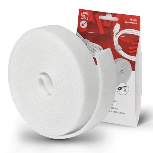 Image of LABEL THE CABLE Roll of Double-Sided Hook and Loop Tape - Cable Ties Roll for Perfect Cable Management - Velour Quality - LTC ROLL Strap - 3 m x 16 mm - White - LTC 1220
