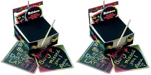 Image of Melissa & Doug Scratch Art Rainbow Mini Notes (125) with Wooden Stylus - FSC Certified (Pack of 2)