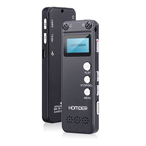 Image of Digital Voice Recorder, Homder USB Professional Dictaphone Recorder with MP3 Player, Activated Rechargeable, Stereo HD Recording for Lectures (8GB)