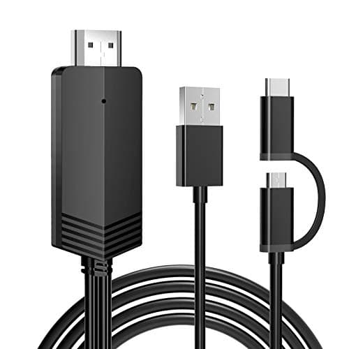 Image of Weton 2-in-1 USB Type C Micro USB to HDMI Cable, MHL to TV HDMI Adapter 1080P HD HDTV Mirroring & Charging Cable, Digital AV Video Adapter for All Android Smartphone