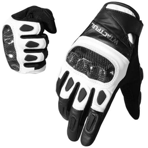 Image of WTACTFUL Carbon Motorcycle Gloves for Men and Women Full Finger Touchscreen Motorbike Gloves for BMX ATV MTB Riding Road Racing Motocross Black M