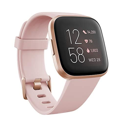 Image of Fitbit Versa 2 Health & Fitness Smartwatch (NFC), Petal Pink - Copper Rose Aluminum