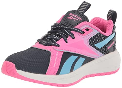 Image of Reebok Girls Durable XT Running Shoe, Vector Navy/Digital Blue/Atomic Pink, 4.5 Little Kid