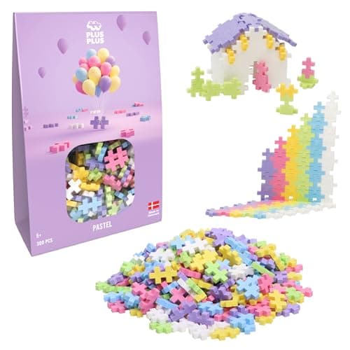 Image of Plus Plus Building Blocks Toy - 300 pc Kids Construction Toys, Creative Learning Resources and STEM Play for Home and Travel - Girls and Boys Toys Age 5 Plus - Pastel 300 Pieces