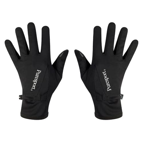 Image of Puresport Performance Running Gloves (Black, S/M), Touchscreen Compatible, Watch Window for Wearables, Lightweight & Moisture-Wicking, Non-Slip Grip for Men & Women, Ideal for Running, Gym & Hyrox
