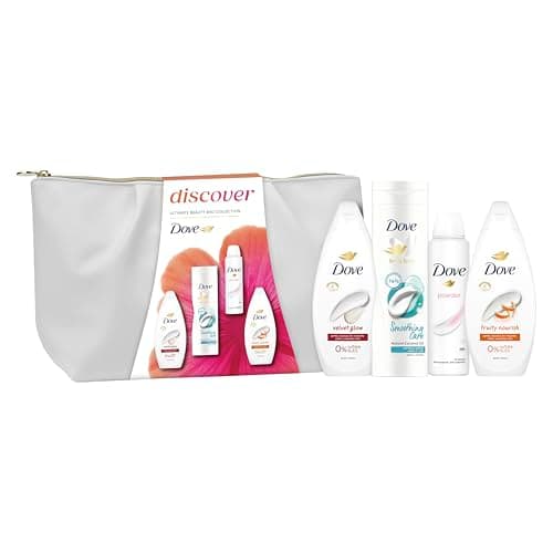 Image of Dove Gift Set Discover Ultimate Beauty Collection with Two Body Washes, a Body Lotion, an Anti-Perspirant and a Beauty Bag, Perfect Gifts for Her, 4 Piece