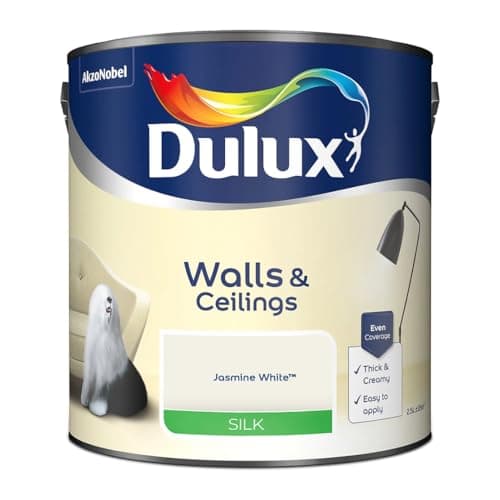 Image of Jasmine White Walls & Ceilings Silk Emulsion Paint 2.5 L – Smooth Washable Silk Finish, Quick Dry, Low-VOC, Easy Application for Interior Walls & Ceilings