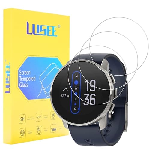 Image of Lusee Screen Protector Compatible with Suunto 9 Peak Tempered Glass Protective Film, 3 Pack [Scratch Resistant] [HD Clear] [9H Hardness] Glass Screen Protector Film