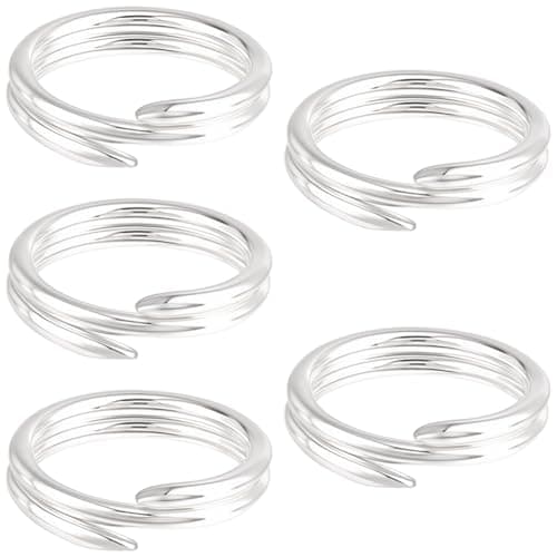 Image of Beebeecraft 1 Box 5Pcs 925 Sterling Silver Split Jump Rings 6mm Double Loop Round Rings for Jewellery Making Key Pet Collar Tag DIY Craft