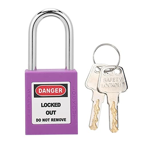 Image of Sonew 38mm Safety Padlock with 2 Keys, Insulating Plastic Nylon Safety Padlocks for Industrial (Purple)