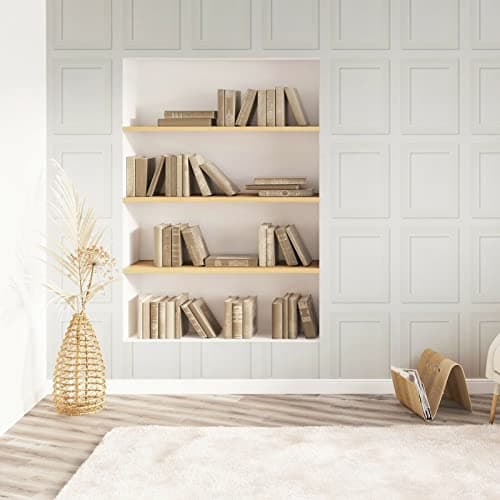 Image of SOPHIE LAURENCE Luxury Thick Textured Paintable White Wood Panel Wallpaper for Living Room Bedroom 0.53m x 10m Size (White)
