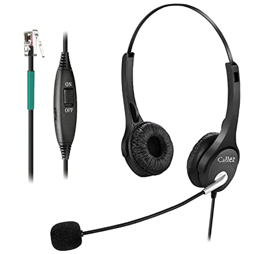 Image of RJ9 Telephone Headset with Microphone Noise Cancelling, Phone Headset for Polycom VVX310 VVX410 VVX411 Mitel 5220 5312 5320 AVAYA 1408 1416 9508 Shoretel NEC BT Converse 2300 Landline Desk IP Phones