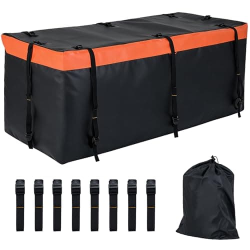 Image of COSTWAY Hitch Mount Cargo Carrier Bag, 16/20 Cubic Feet 100% Waterproof Car Tray Luggage Bag with 8 Reinforced Straps, Foldable Storage Hitch Bags for All Vehicle with Trailer Basket (550L/20 Cu Ft)