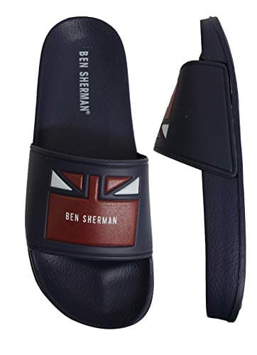 Image of Ben Sherman Men's Jet Slide Slip On Sliders BEN3201 Slippers, Blue, 10 UK