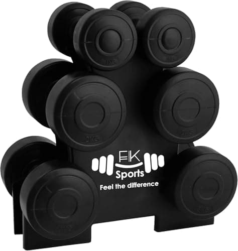 Image of FK Sports Dumbbells, Weight Set 2.5Kg, 5kg, 7.5kg, 10kg,12kg, 12.5kg, 15kg, 20Kg In Pair - Hex Dumbbell for Women & Men - Gym Equipment for Home - Weights Dumbbell Set (12KG Dumbbells With Rack Set)