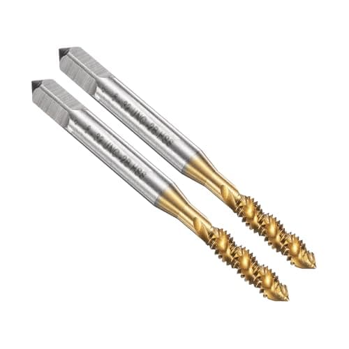 Image of sourcing map 2pcs Spiral Flute Thread Taps 8-32 UNC 2B Machine Threading Tap Bit, Titanium Coated Screw Tapping Repair Tool, M2 High-Speed Steel (HSS)
