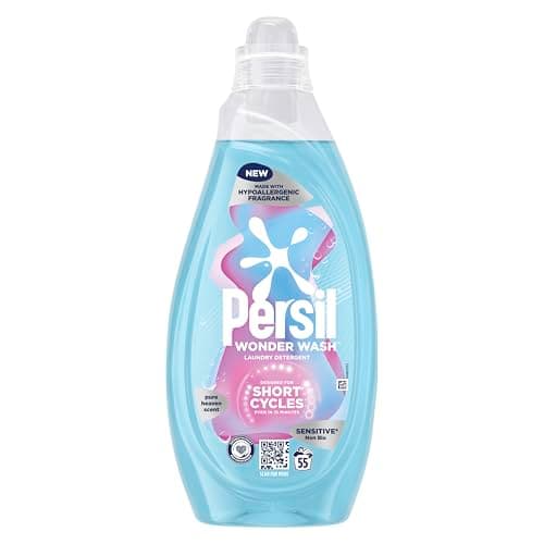 Image of Persil Wonder Wash Sensitive* Non Bio Liquid Detergent Laundry Detergent Featuring a Hypoallergenic Fragrance Fast-Acting Formulation with a Pure Heaven Scent 55 washes (1.485 L)