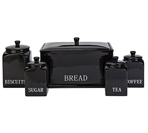 Image of Bistro 5 Piece Ceramic Kitchen Storage Set - Black.