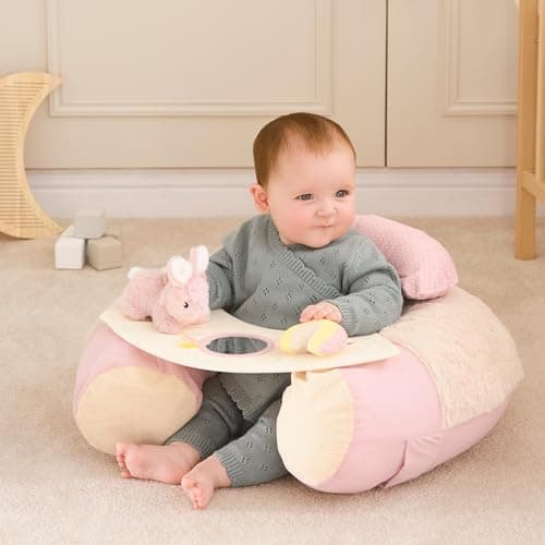 Image of Nuby Little Hops & Raindrops Baby Sit up Seat - Baby Sit me Up Seat with Detachable Activity Tray | Removable & Washable Cover | Interactive Sensory Toys