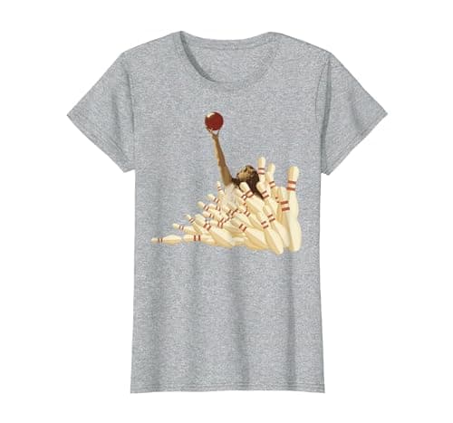 Image of The Big Lebowski Bowling Pins Portrait T-Shirt, Women, Heather Grey, 3X-Large