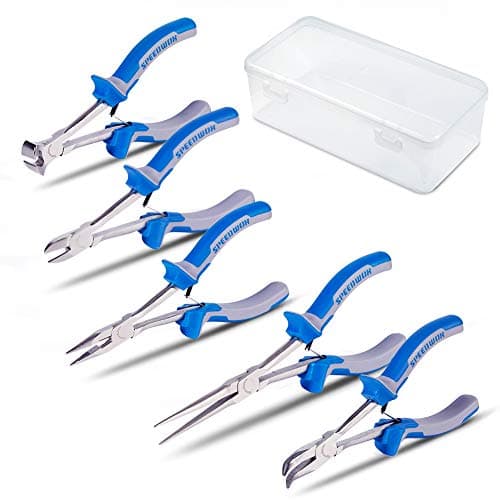 Image of SPEEDWOX Wire Cutting Pliers Set with Case Mini Pliers Professional End Nipper Wire Cutters Diagonal Long Nose Needle Nose Flat Pliers 5 Pcs Hand Repair Tools