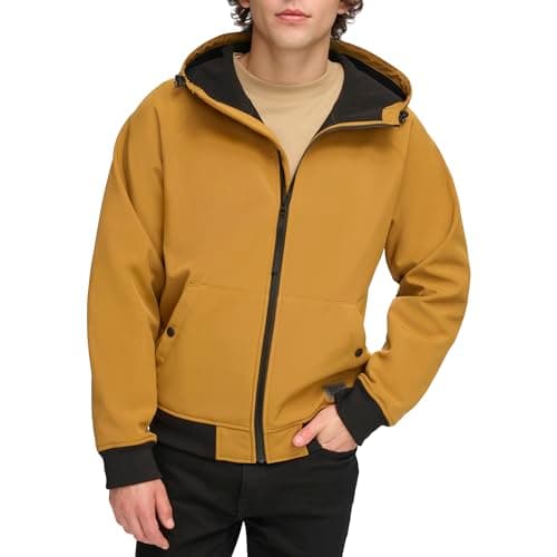 Image of Levi's Men's Hooded Water Resistant Softshell Bomber Jacket, New Mustard, 3XL