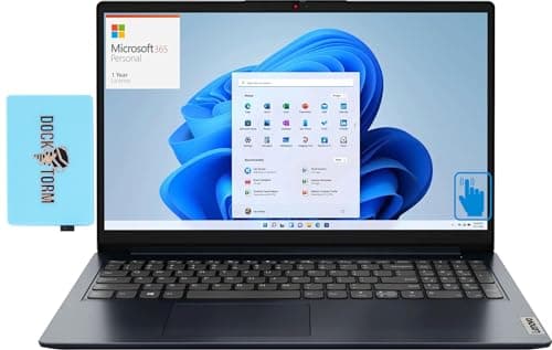 Image of Lenovo Ideapad 1 Everyday Value Laptop 15.6" Touchscreen IPS FHD Display (AMD Ryzen 5 7520U, 8GB LPDDR5, 256GB SSD, AMD Radeon, Win 11 Home S-Mode) w/Microsoft 365 Personal, DKZ USB Port Expander