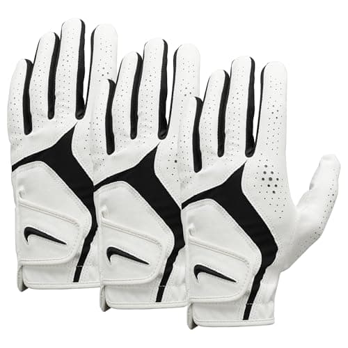 Image of Nike Dura Feel X Golf Gloves 3-Pack Men's – Golf Glove Set Left Hand – Durable Golf Gloves with Strong Grip, Pearl White/Pearl White/Black, XL
