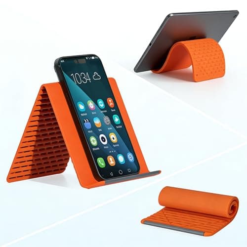 Image of Flexible Silicone Aluminium Mobile Phone Holder Stand, Bendable Rollable Foldable Design, Universal Adjustable Anti-Slip Desktop Mount for Mobile Phones, Tablets & Laptops, Portable Ergonomic Holder
