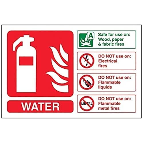 Image of V Safety Water Id Fire Extinguisher Sign - 150mm x 100mm - 1mm Rigid Plastic