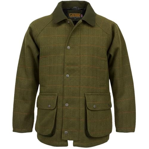 Image of Game Mens Dark Derby Tweed Shooting Jacket Coat - 6C (XS) Green