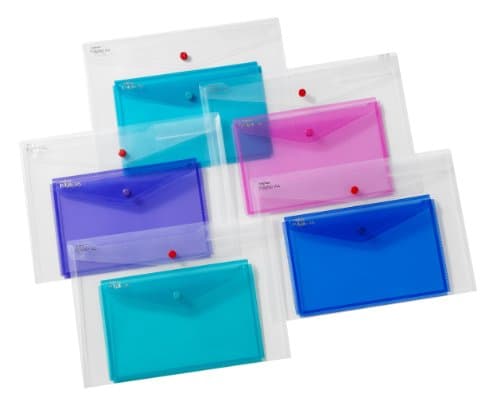 Image of Snopake A4/A5 Polyfile Duo Popper Wallet with Index Tab and Press Stud Closure – Clear [Pack of 5] Ref: 15693