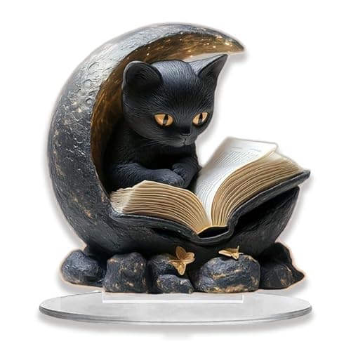 Image of Acrylic Black Cat Ornaments, 2D Natural Animal Statue, Small Ornaments for Shelves, Book Shelf Ornaments for Living Room Accessories, Shelves, Mantels & Entryway Table Decorations, Desktop, Cat Gifts