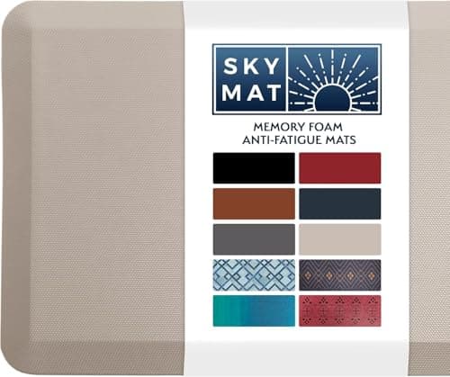 Image of Kitchen Mat, Padded, Non-Slip, Absorbable Anti Fatigue Standing Mat for Kitchen Floor, Standing Desk, Office & Garage (Beige, 81.2L x 50.8W x 1.9Th cm)
