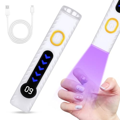 Image of Alaoo Flash Cure Nail Dryer, Handheld UV Nail Lamp for Gel Polish with LED Screen and 20s 60s Timer, Mini Rechargeable USB UV Light Flash Gift for Women for DIY at Home, Travel, White