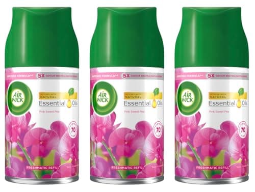 Image of 3 x Air Wick Pink Sweet Pea Air Freshener, Freshmatic Auto Spray, Refill 250 ml