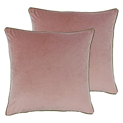 Image of Paoletti Meridian Feather Filled Cushions (Twin Pack), Polyester, Blush/Gold