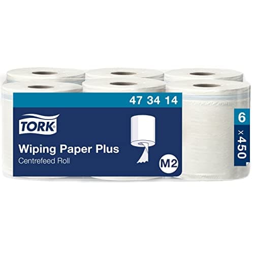 Image of Tork 473414 Multipurpose Wiping Paper Towels/Paper Rolls Suitable for M2 Centrefeed System Big Dispensers/White / 6 x 150.7m / Ø 18cm