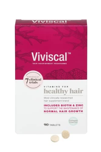Image of Viviscal Hair Supplement For Women, Biotin & Zinc Tablets, Natural Ingredients with Rich Marine Protein Complex AminoMar C, Contributes to Healthy Hair Growth, Pack of 90, 1.5 Month Supply