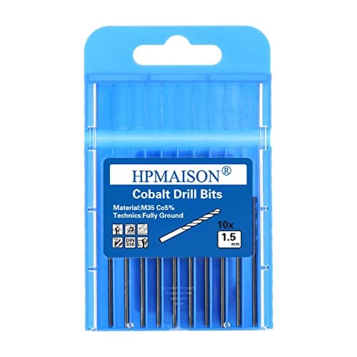 Image of HPMAISON Drill Bits, 1.5mm (10pcs) Twist Drill Bits M35 HSS 5% Cobalt Jobber Drill Bit Set, 118° Split Point Extremely Heat Resistant for Stainless Steel, Metal, Copper, Cast Iron, Wood, Plastic
