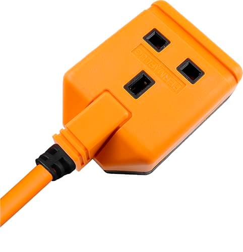 Image of Masterplug One Socket Single Extension Lead, 5 Metre Cable, Unswitched, Heavy Duty, Rewireable, 1-Way Plug Extension Cable, Work Power, Permaplug, Orange, 13A, 1G, 5m, EXS1315O