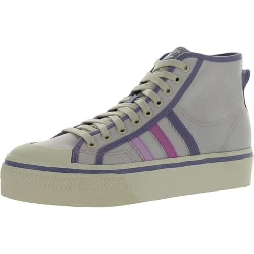 Image of adidas Originals Women's Nizza Platform Mid Sneaker, Almost Pink/Pulse Lilac/Chalk White, 9.5