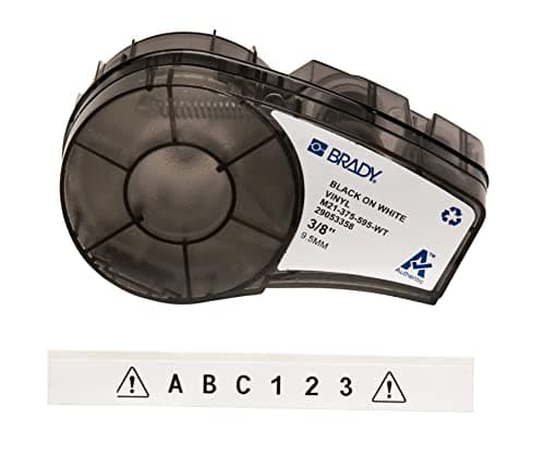Image of Brady Vinyl Label Tape for Label Printer M211 & M210 - Self Adhesive Vinyl Printer Labels - Black on White (9.53mm x 6.40m) - M21-375-595-WT